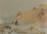 J.M.W. Turner river scene with steamboat oil on canvas